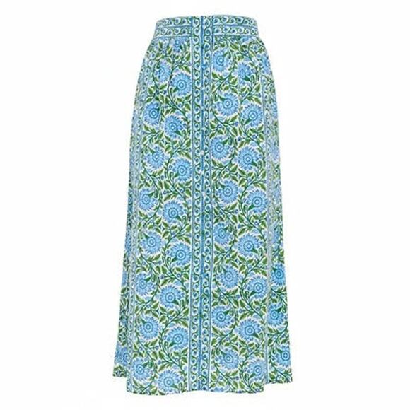 PINK CITY PRINTS Peacock Border Freya Skirt Size XS NWT Retail $215 Tuckernuck - Picture 6 of 6